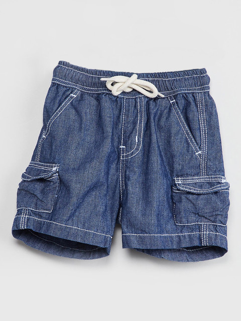 

max Boys Blue Solid Regular Fit Denim Shorts