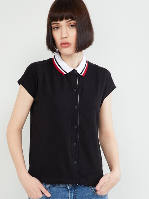 

max Women Black Solid Shirt Style Top