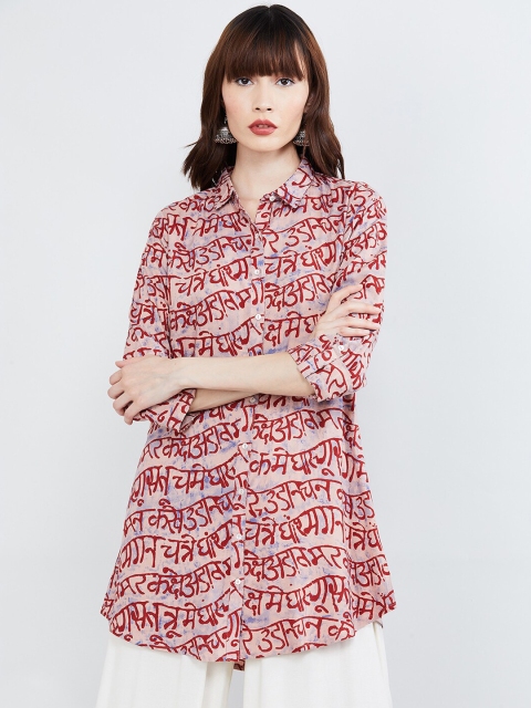 

max Women's Cream-Coloured & Red Printed Tunic