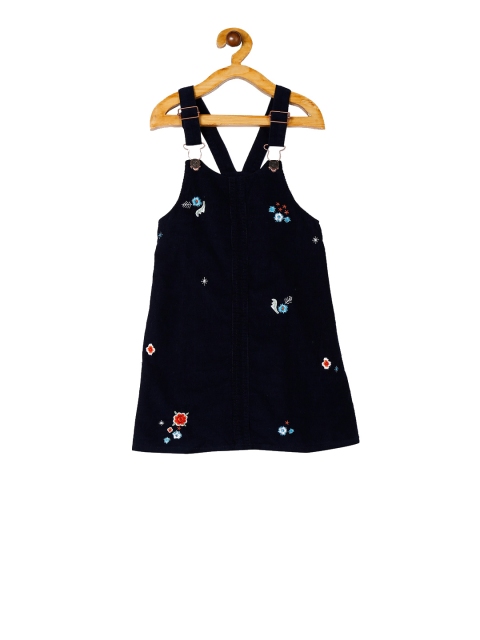 

Cherokee Girls Navy Blue Embroidered Corduroy Dungarees