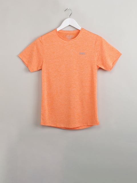 max Boys Orange Solid Round Neck T-shirt