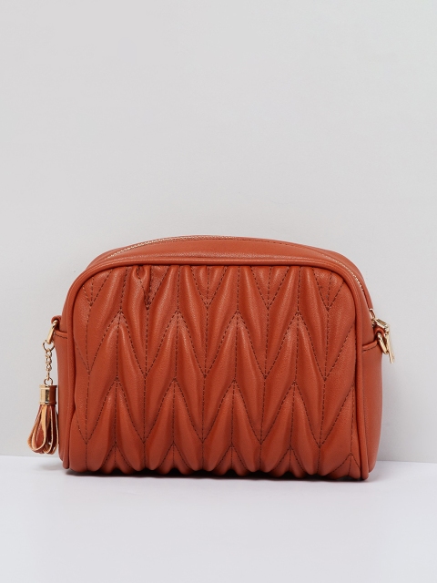 

max Tan Brown Textured Sling Bag