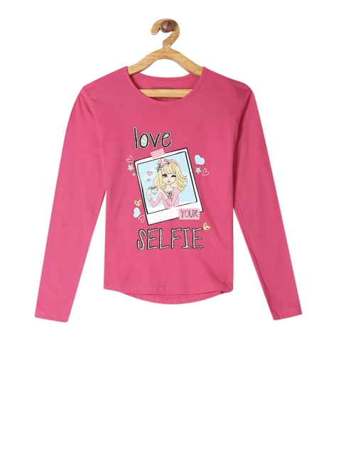 

Cherokee Girls Pink & Blue Graphic Print Round Neck T-shirt