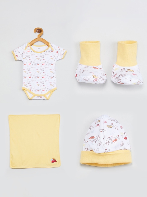 

MAX Infant Boys Yellow & White Printed 4 Pc Apparel Gift Set