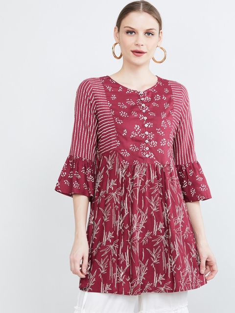 

max Women Pink & Off-White Printed Tunic