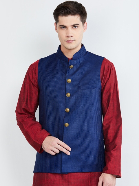 

max Men Blue Woven Design Nehru Jacket