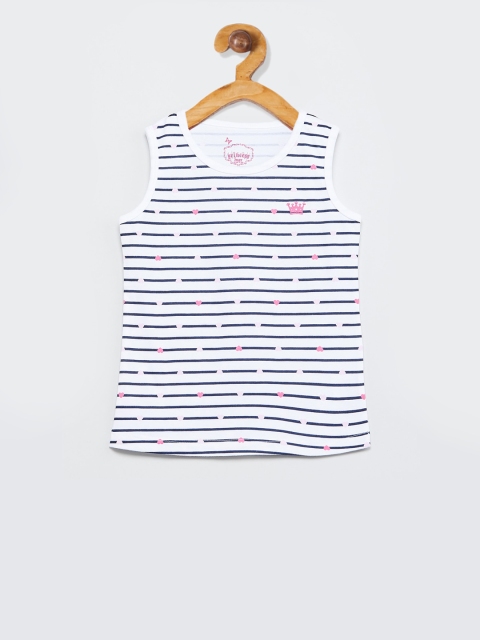 

max Girls White Striped Tank Top
