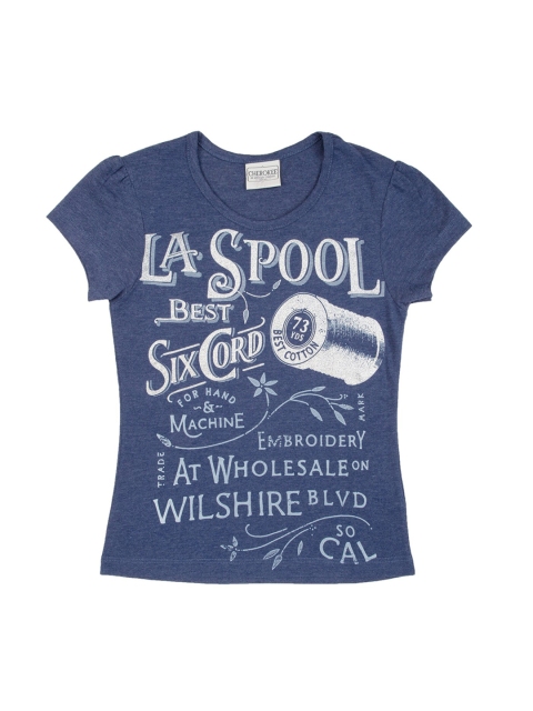 

Cherokee Girls Blue & Grey Printed Round Neck T-shirt