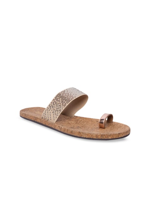 

Inc 5 Women Beige Embellished Rubber One Toe Flats