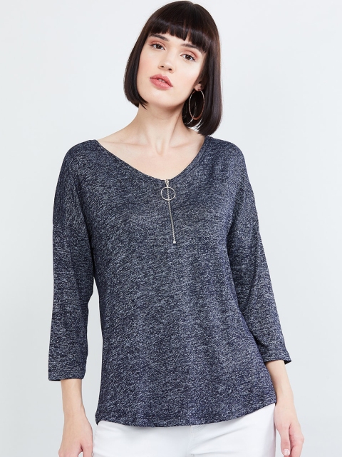 

max Women Navy Blue Solid Top