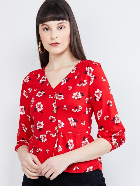 

max Women Red Peplum Top