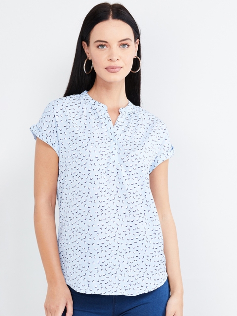 

max Women Blue Printed Top