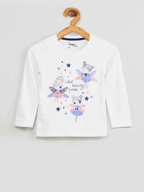 

max Girls White Printed Top