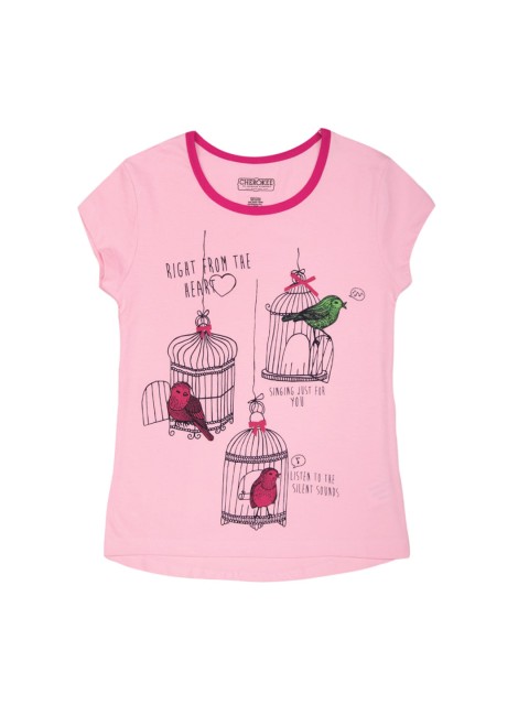 

Cherokee Girls Pink Printed Round Neck T-shirt