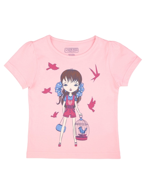 

Cherokee Girls Pink Printed Round Neck T-shirt