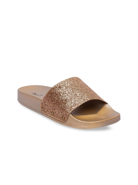 

Inc 5 Women Gold-Toned Solid Open Toe Flats