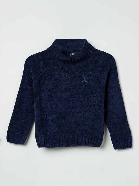 

max Boys Navy Blue Solid Cardigan Sweater
