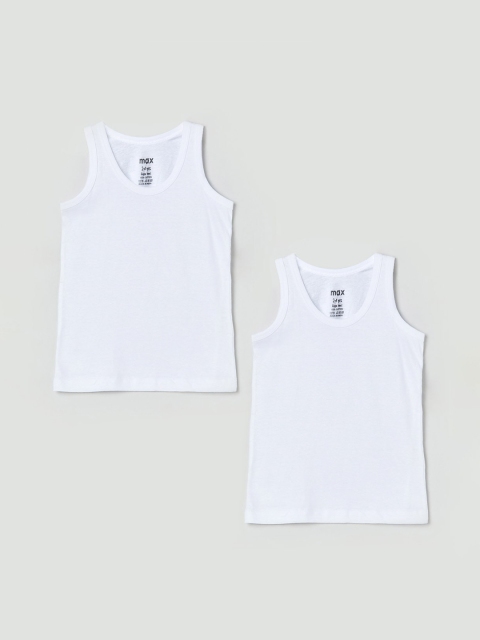 

max Boys Pack Of 2 White Solid Basic Innerwear Vests NOS20MDIN06