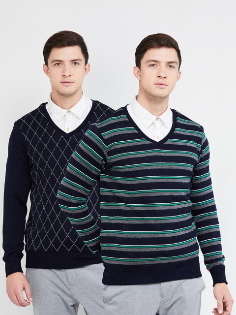 

max Men Pack of 2 Knitted Pullover Sweaters, Navy blue