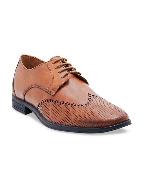 

KETHINI Men Tan Brown Textured Leather Formal Derbys