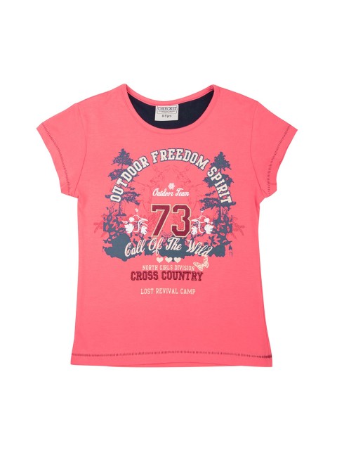 

Cherokee Girls Pink Printed Round Neck T-shirt
