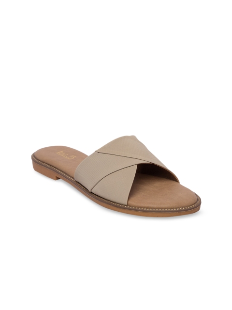

Inc 5 Women Beige Solid Suede Open Toe Flats