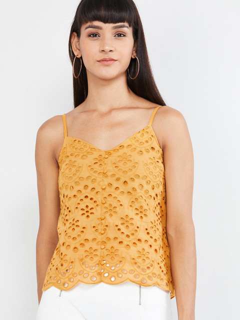 

max Women Yellow Solid Top