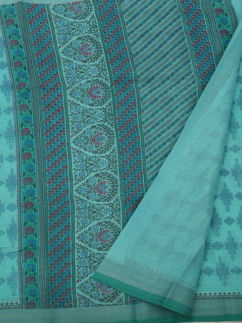 

Pothys Blue Woven Design Cotton Blend Saree
