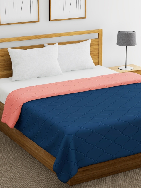 

Divine Casa Peach-Coloured & Navy Blue Solid Heavy Winter 210 GSM Double Bed Comforter
