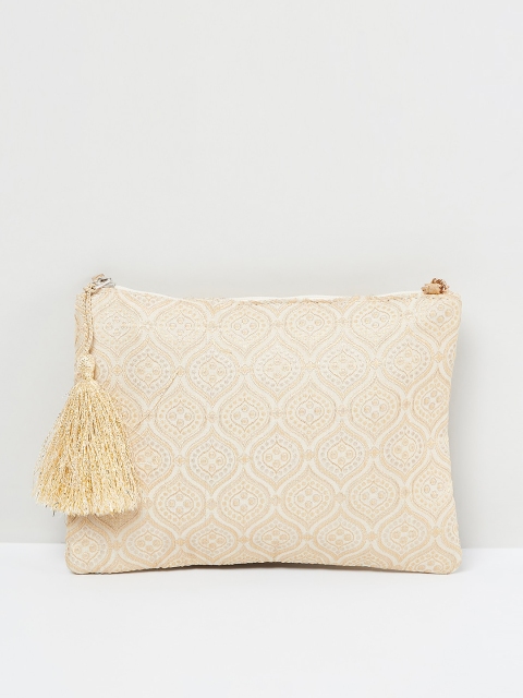 

max Beige Embroidered Sling Bag