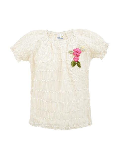 

Daffodils GIRLS WEAR Girls Cream-Coloured Self Design Top