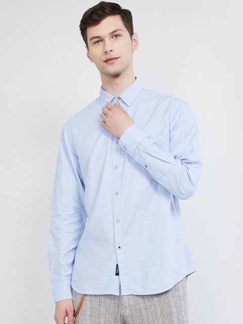 

max Men Blue Solid Casual Shirt