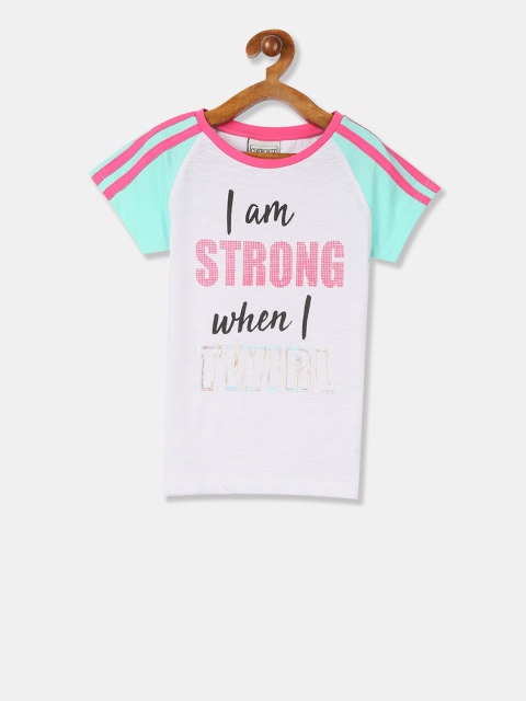

Cherokee Girls White & Pink Printed Round Neck T-shirt