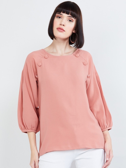 

max Women Peach Solid Top