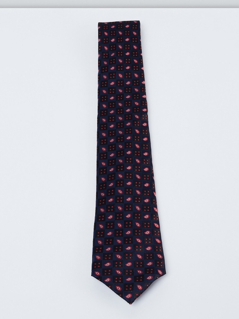 

max Navy Blue & Pink Printed Broad Tie