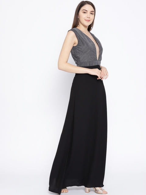 

DODO & MOA Women Black & Grey Colourblocked Maxi Dress