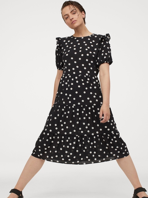 

H&M Women Black Printed Crpe Dress