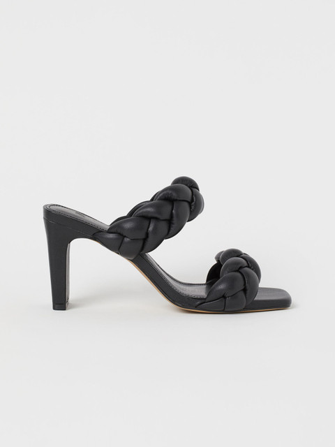 

H&M Women Black Solid Mules