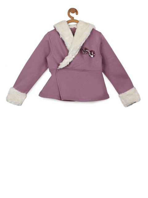 

Stupid Cupid Girls Pink & White Solid Hooded Sweatshirt