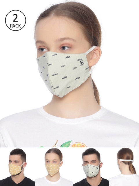 

Bene Kleed Adults Pack of 2 Printed HeptaShield 3-Ply Reusable Cloth Masks, Grey