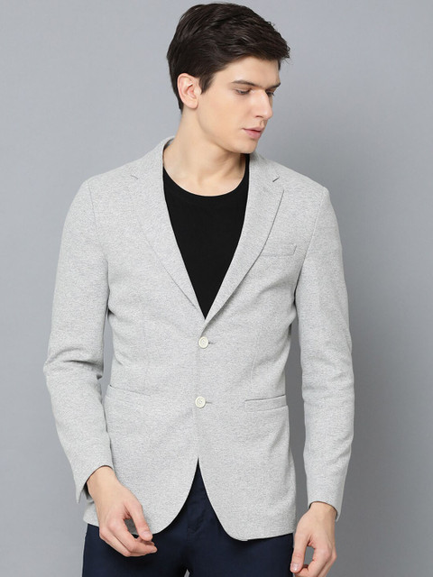 

GANT Men Grey Melange Solid Washable Jersey Pique Single-Breasted Casual Blazer