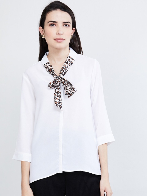 

max Women White Regular Fit Solid Casual Shirt