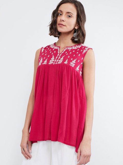 

max Women Pink Embroidered Top