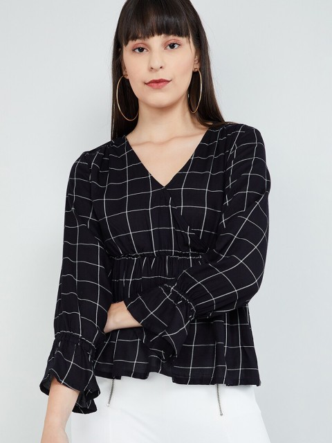 

max Women Black Checked Empire Top