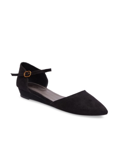

Inc 5 Women Black Solid Synthetic Suede Ballerinas