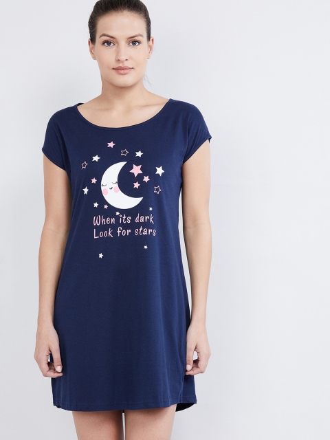 

max Navy Blue Printed Sleepshirt