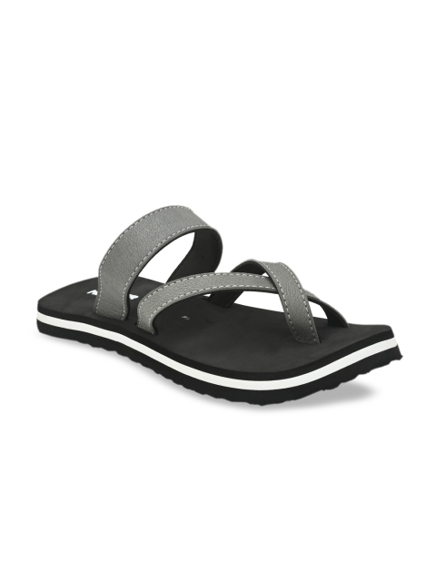 

MENGLER Men Grey Solid Thong Flip-Flops