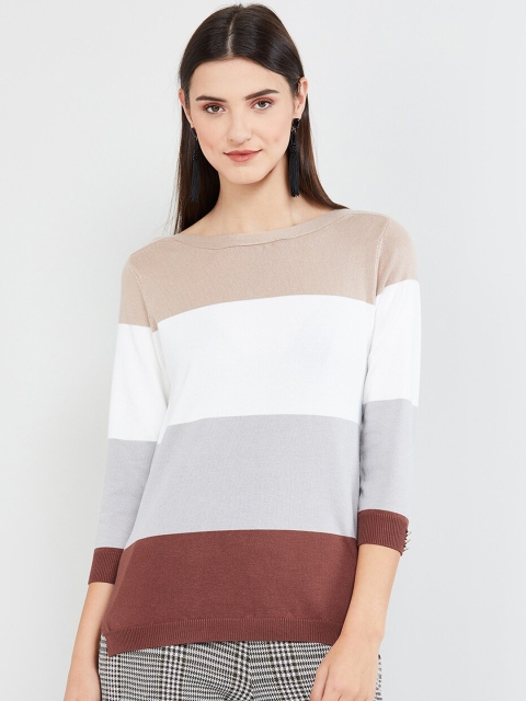 

max Women Multicoloured Colourblocked Fitted Top, Multi