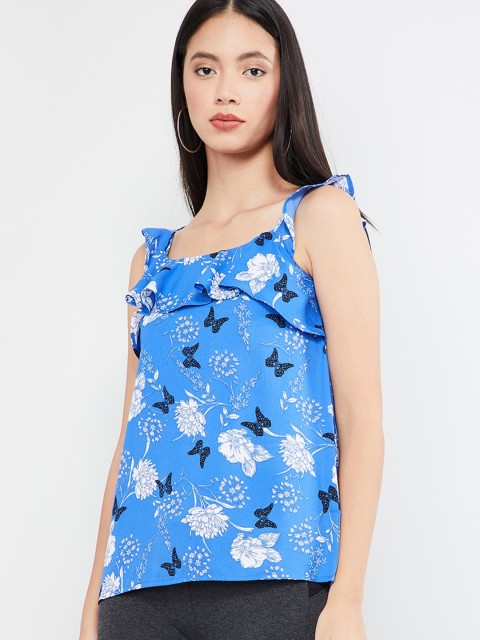 

max Women Blue Printed Top