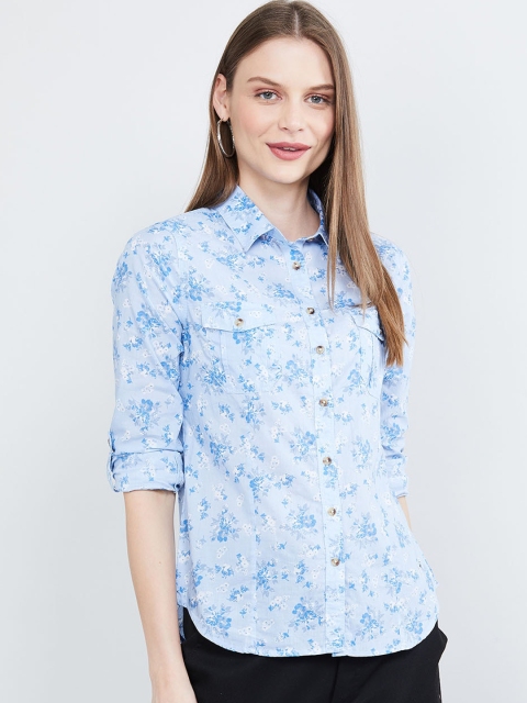 

max Women Blue Regular Fit Printed Casual Shirt